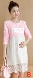 『Vision』マタニティウェア 服 　春夏秋 　 マタニティ 長袖　 ワンピース 妊婦服 授乳口付き　 P076 (M, B)