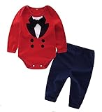 Lemon 新生児服　ベビー服　女の子　蝶結び付き　レッド　ロンパース　パンツ　服セット (95cm/18-24ヶ月)