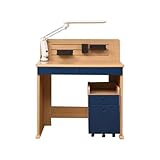 組立カンタン学習デスク 楽組デスク LEDデスクライト付 ブラウンXダークブルー RD-3917L 学習デスク チェスト付き 代引不可