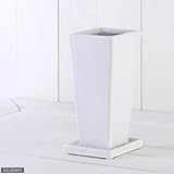 タワーS 白(穴有り・受け皿付)(W9×D9×H19cm)