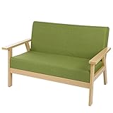 Home-Like ソファ ファブリックソファー リビングソファ ダイニングソファ 北欧風 木フレーム 組み立て式 ナチュラル おしゃれ かわいい ボタン 木脚 木製フレーム シンプル  (2人掛け, グリーン)