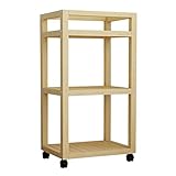 電子レンジ収納ラックサービングトロリーホイール付き純木製ブラケットワインカート、ティーカート、ダイニングカー