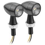 Yuumo+ バイク ウインカー LED ミニ 小型 砲弾型 高輝度 汎用 M8 アンバー クリアレンズ 2個 セット