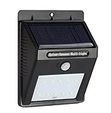 HiYill　10LED 　ソーラーライト　玄関ライト 壁掛けライト　センサーライト　人感センサー　ウオールライト 軒先/屋外照明/壁掛け/玄関/庭先周りなどのライト 夜間自動点灯 防犯用