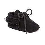 Toubaby 幼児の赤ちゃん秋冬タッセルファーストシューズベビー靴 0-18M (13CM（12-18月）, 黒い)