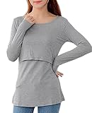 (オーセンティック) AUTHENTIC マタニティ 授乳服 授乳口 付 トップス Tシャツ 無地 授乳 コットン カジュアル (L, ダークグレー)