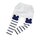 子供服 男の子 女の子 パンツ おひざに かわいい クマ デザイン (白, 120cm)