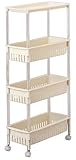 サンコープラスチック キッチンワゴン ルーチェワゴンテーブル4段スリム TSW-31 キャスター付 ベージュ