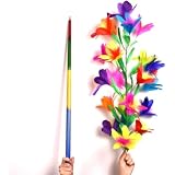 【手品 マジック】四つ色のある虹色の棒が大きい花束に変わる ステッキが花になる 21輪 魔法の棒が花束に変身 舞台用マジック道具 手品道具