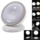 LEDセンサーナイト 明暗センサーライト 人感センサーライト 磁石付き USB充電式 0.5W 360度回転式 昼光色 本体白+灰色