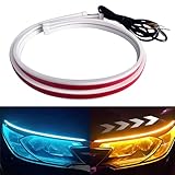 GZRUICA シーケンシャルウインカー 流れるウインカー 流れるLEDテープ 車用 防水 側面発光 デイライト テールランプ 高輝度 2835素子 DC12V 汎用 2本セット 30CM アイスブルー/アンバー/アンバー切り替え可能