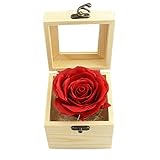 おしゃれ 女性 プレゼント 誕生日 母の日 プレゼント 手作り 花 木製のケース 付き フラワー バースデー 結婚祝い 記念日 (レッド)