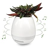 音楽植木鉢 Dongke ワイヤレスbluetooth スマートセンター 音楽 ピアノ 植木鉢おしゃれ USB充電カラフルLEDライト付け 可愛い花瓶(植物なし)　(ホワイト)