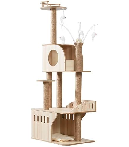 Amazon | Yilucess 猫タワー キャットタワー 360°透明宇宙船 猫 爪とぎ