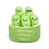 Relatable、抱きしめたくなるぬいぐるみやおもちゃの感情的なサポートピクルス、フワフワのおもちゃとぬいぐるみ、あらゆる年齢の愛する人への完璧な面白いピクルスギフト、キャリーバスケット付きぬいぐるみ5個付き