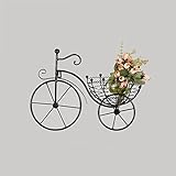 ZYN フラワーラックヨーロッパの鍛鉄吊りフラワーバスケットクリエイティブ自転車リビングルーム壁掛けホワイトパストラルフラワーバスケット (色 : ブラック, サイズ さいず : L43CM*H33C
