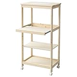 山善(YAMAZEN) レンジボード ホワイトウォッシュ 高さ115.5 カウンター ワゴン 4段 木製 キャスター付 MRR-6040(WW)