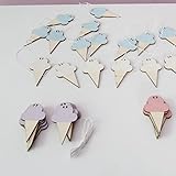 Weryn（TM）アイスクリーム木材チップセットDIYの木材バナーウォール子供のベッドルーム壁の装飾のベッドの背景装飾バナーホームデコレーション[ライトブルー]のためにハンギング