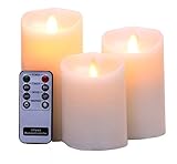 Remote Include 3 sets(3Dx4" 5" 6") Flameless Candle ,Real Wax & Real Flickering , Moving Wick Candle