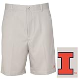 NCAA Illinois Fighting Illiniメンズフラットフロントショート、ストーン、30