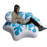 クリスマス スキー チューブ,クリスマス スノーフレーク チューブ インフレータブル スレッジ リング、枕、人間工学に基づいたハンドル付き | 幼児、大人向けの シーリングスノースレッジスキーチューブ Bonsem