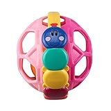 Genda 2 ArcherベビーTeether Bendy Rattle Ball Caterpillar Activity Toy with Holes (ピンク)