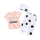 Tovadoo 子供服 ベビー服 女の子 トップス+ズボン+帽子 春夏 MOM+DAD=AWESOME ME 英字柄 ドット 可愛い プレゼント 通学 旅行 海遊び 6-24ヶ月