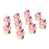 【ノーブランド品】ドールハウス ミニチュア キノコ　ガーデン 盆栽 風景 装飾品 アクセサリー 庭の装飾  アクセサリー   庭の装飾  キノコの家　M　（ピンク）　10個
