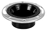 Oatey 43494 3-Inch x 4-Inch ABS Closet Flange without Test Cap with Stainless Steel Ring, 3-Inch x 4