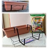 65cmプランター・ホルダー・用土のセット（ホームプランターブラウン）[ベランダ用] ノーブランド品