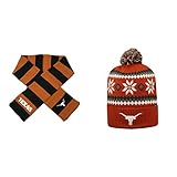 NCAAテキサスLonghorns Fogbowビーニー帽子とストライプラグビースカーフ2パックバンドル
