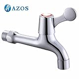 AZOS 水栓・給水部品 蛇口 単一冷水栓 壁付 真鍮製 銀色 PJTB002