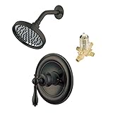 Aqueous KS-3050BB Shower Kit with Trim, Sunflower Showerhead, and Rough-in Valve, Brushed Bronze by 