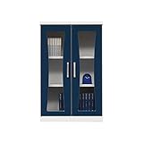 アルファタカバ 子供部屋用扉付カラフル書棚 マリリン60cm幅ロータイプ(ブルー)