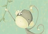 Oopsy daisy Dangle Monkey Stretched Canvas Wall Art by Meghann O'Hara, 14 by 10-Inch [並行輸入品]