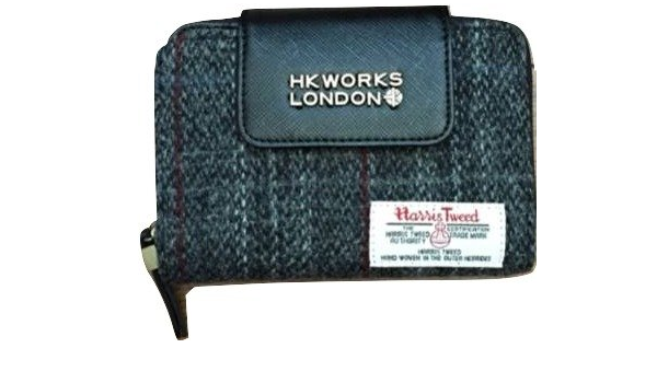 Amazon Co Jp ハリスツイード Harris Tweed Hk Works London ファスナーラウンド 二つ折り財布 しまむら 財布 黒 グレー ホビー 通販