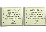 WELLSKY 富士フィルム NP-40 / NP-40N | ペンタックス D-LI8 / D-LI85 | パナソニック DMW-BCB7 | リコン D-LI8 | KLIC-7005 | DLI-102 | SLB-0737 互換バッテリー 2個 [ 純正充電器で充電可能 残量表示可能 純正品と同じよう使用可能 ]
