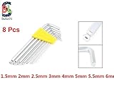 BULUSHI 8pcs L ボールポイント六角キーレンチツールセット1.5mm-6mmシルバートーンの形をした