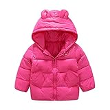 Sanke キッズ ダウンジャケット 子供服 ダウンコート ダウン 中綿ジャケット 防寒 保温 アウターウエア 女の子 男の子 フード付き 5色 5サイズ 秋冬 009ローズレッド110cm