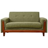 アビライト 大川家具 5色から選べる 天然木ベース付 ファブリック ソファシリーズ  2人掛け グリーン SKT-0160