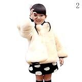 Nice Days（ナイス　ディズ）　 子供服 秋冬 キッズ コート 女の子 ふわふわ 柔らか ボア ボンボン フード付き 厚手 あったか 防寒 通園 通学用 (160, 白)