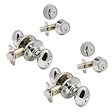 2 – Somerset光沢クロムエントリノブwith Matching Single円柱デッドボルトコンボパックKeyed Alike ( WeキーロックOrders Alike無料)