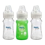 Born Free, Allaitement naturel, bouteilles en verre, flux médium, 3 unités, 9 oz de chaque