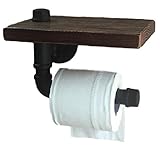 おしゃれ アンティーク 調 タオル トイレットペーパー ホルダー 棚付き アイアン パイプ型 欧風