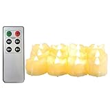 Candle Choice Flameless Candles with Dripping効果LEDキャンドル電池式with 6キーリモートコントロール&タイマー、12セットqq1502st6 K-1