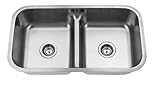 Yosemite Home Decor MAG3218 18-Gauge Stainless Steel Undermount Double Bowl Low Divider Kitchen Sink
