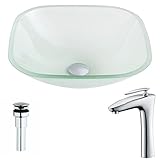 Vistaシリーズdeco-glass容器シンク光沢のあるつや消し仕上げでwithクラウン蛇口クロム
