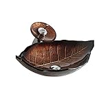 HomeLava 洗面ボール 洗面ボウル ガラス 手洗い器 手洗い鉢トイレ 貝殻系洗面ボウル 手洗いボウルセット 洗面ボウル おしゃれ 洗面化粧台 浴室用 キッチン用 強化ガラス製 排水金具と蛇口付き (葉型)