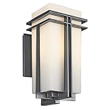 Kichler Lighting 49202BK Tremillo 17-1/2-Inch Light Outdoor Wall Lantern, Black with Satin-Etched Ca