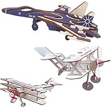 Luo PuLe 立体 パズル 手作りの木製模型 飛行機 3D木製ジグソーパズル 飛行機モデル レーザーカット ライトウッド 飛行機モデル 家の装飾 手作りの趣味 組み立てキット 立体アート 3枚組LF